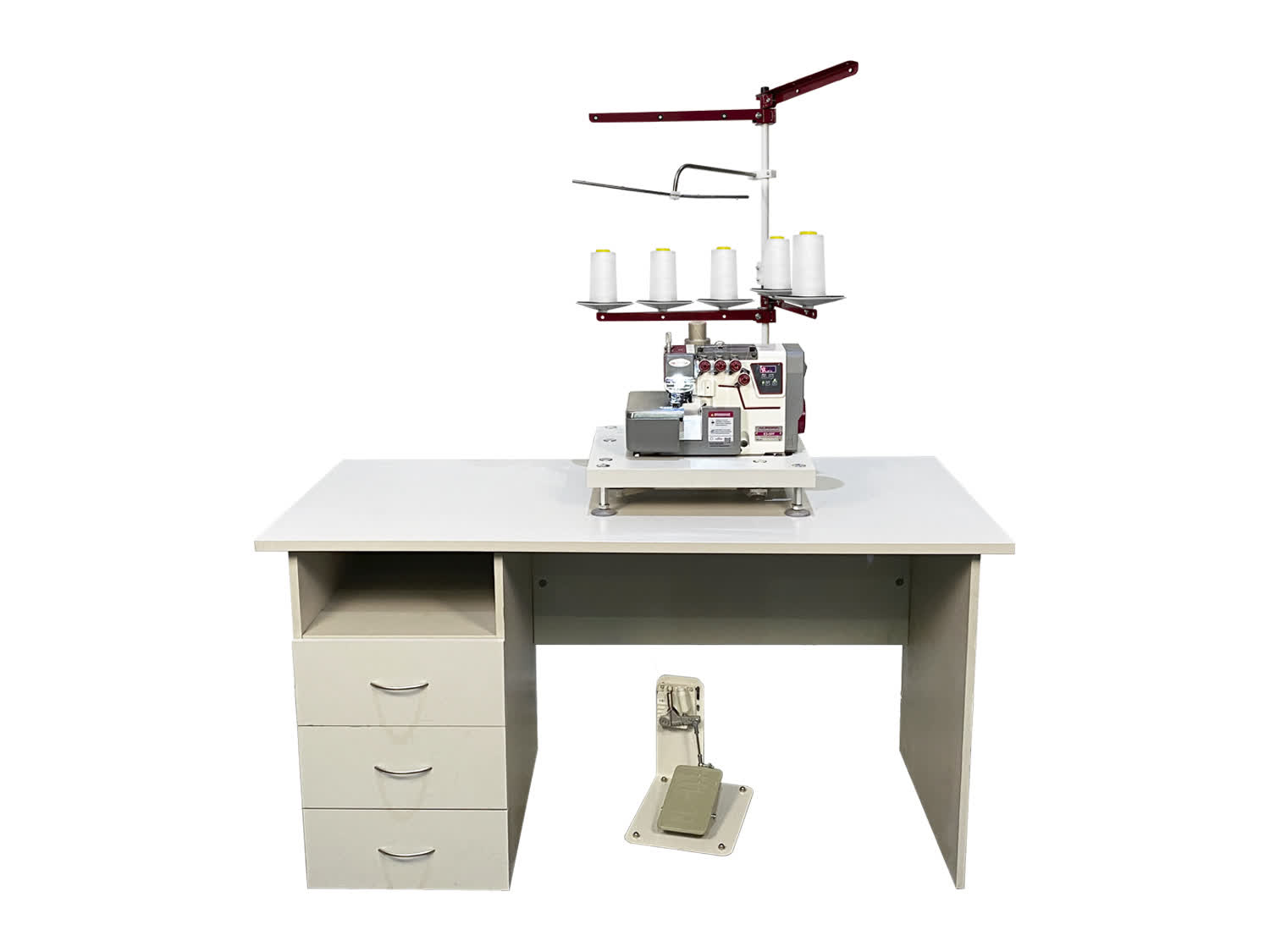 Настольный промышленный 5-ти ниточный оверлок с автоматическим подъемом лапки Aurora E3-5PF-X2 Home для средних и тяжелых материалов (прямой привод)