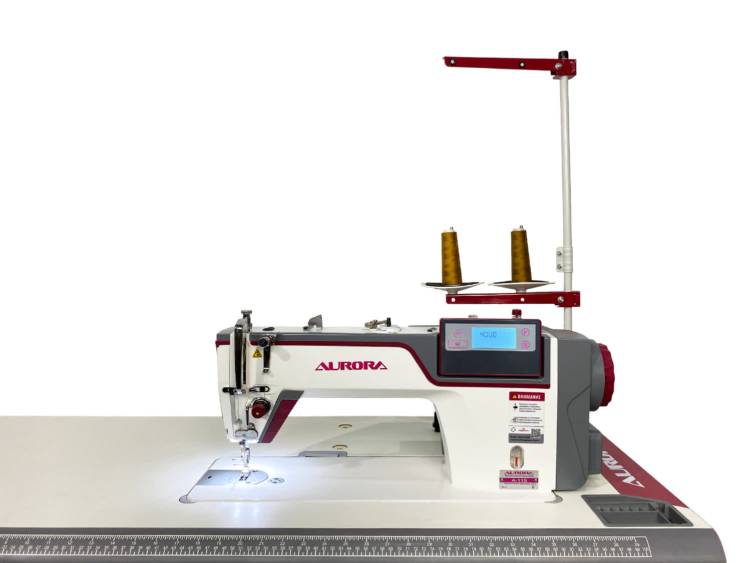 Прямострочная промышленная швейная машина Aurora A-11S (два шаговых мотора, вылет рукава 305 мм)