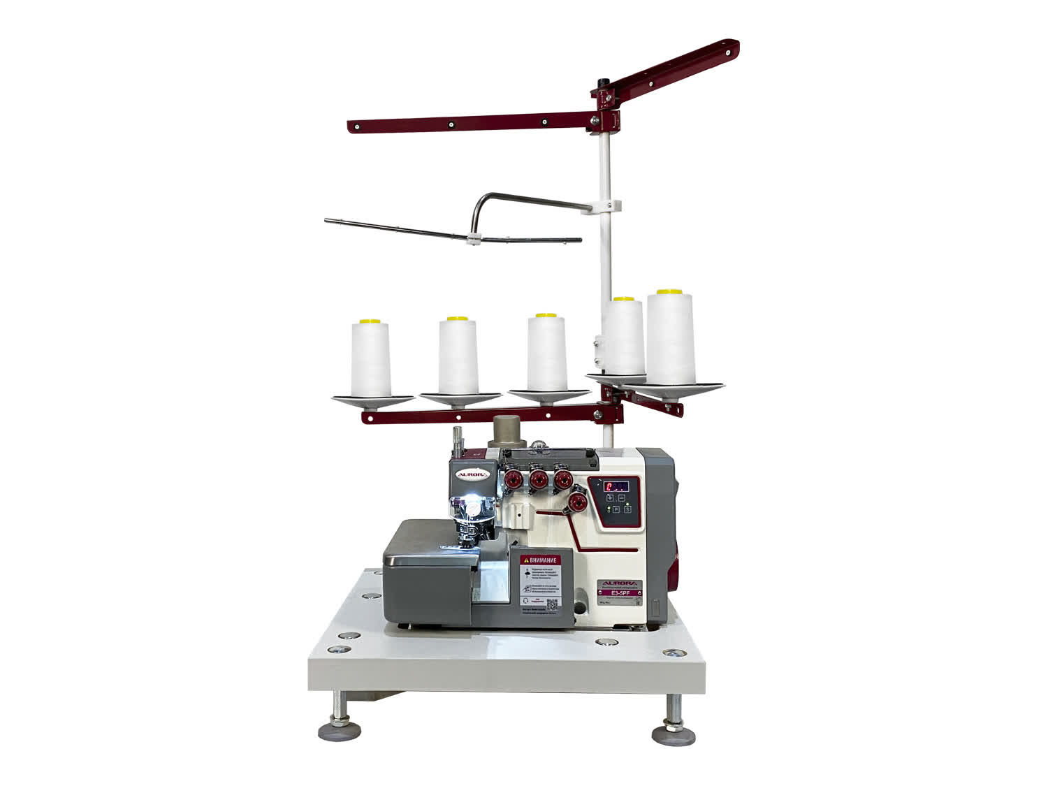 Настольный промышленный 5-ти ниточный оверлок с автоматическим подъемом лапки Aurora E3-5PF Home для легких и средних материалов (прямой привод)