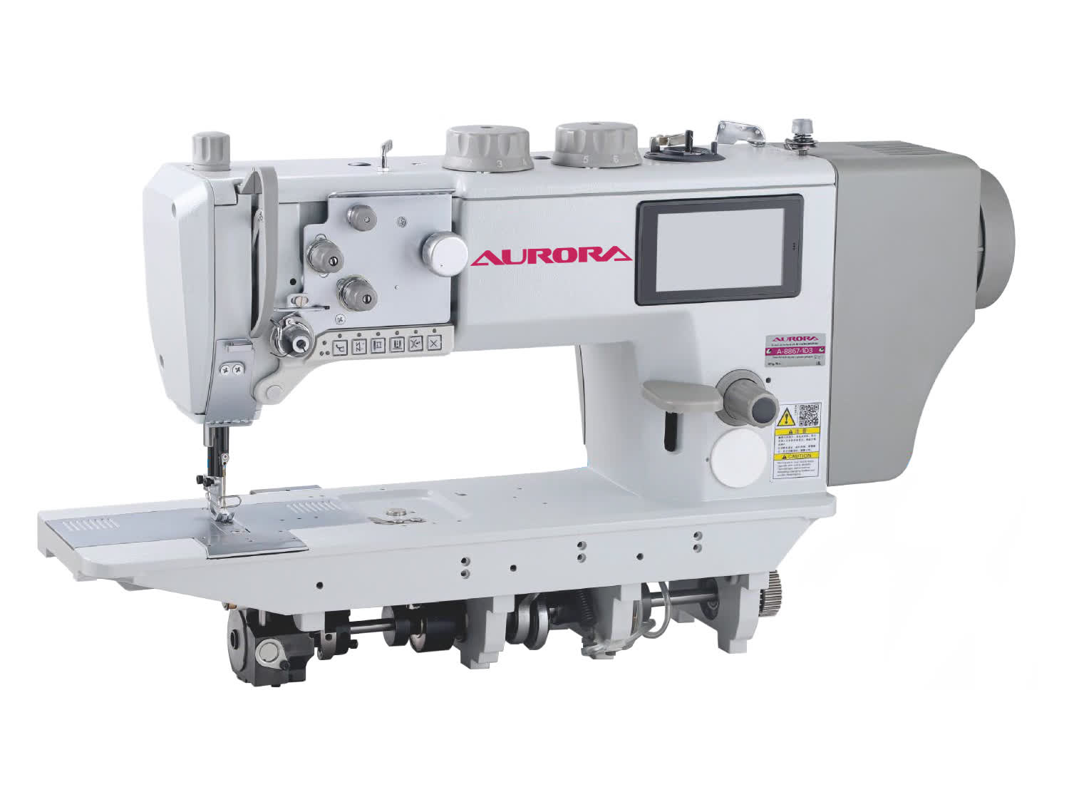 Прямострочная промышленная швейная машина с тройным продвижением Aurora А-8867-1D3 (автоматические функции, увеличенный челнок, вылет рукава 320 мм)