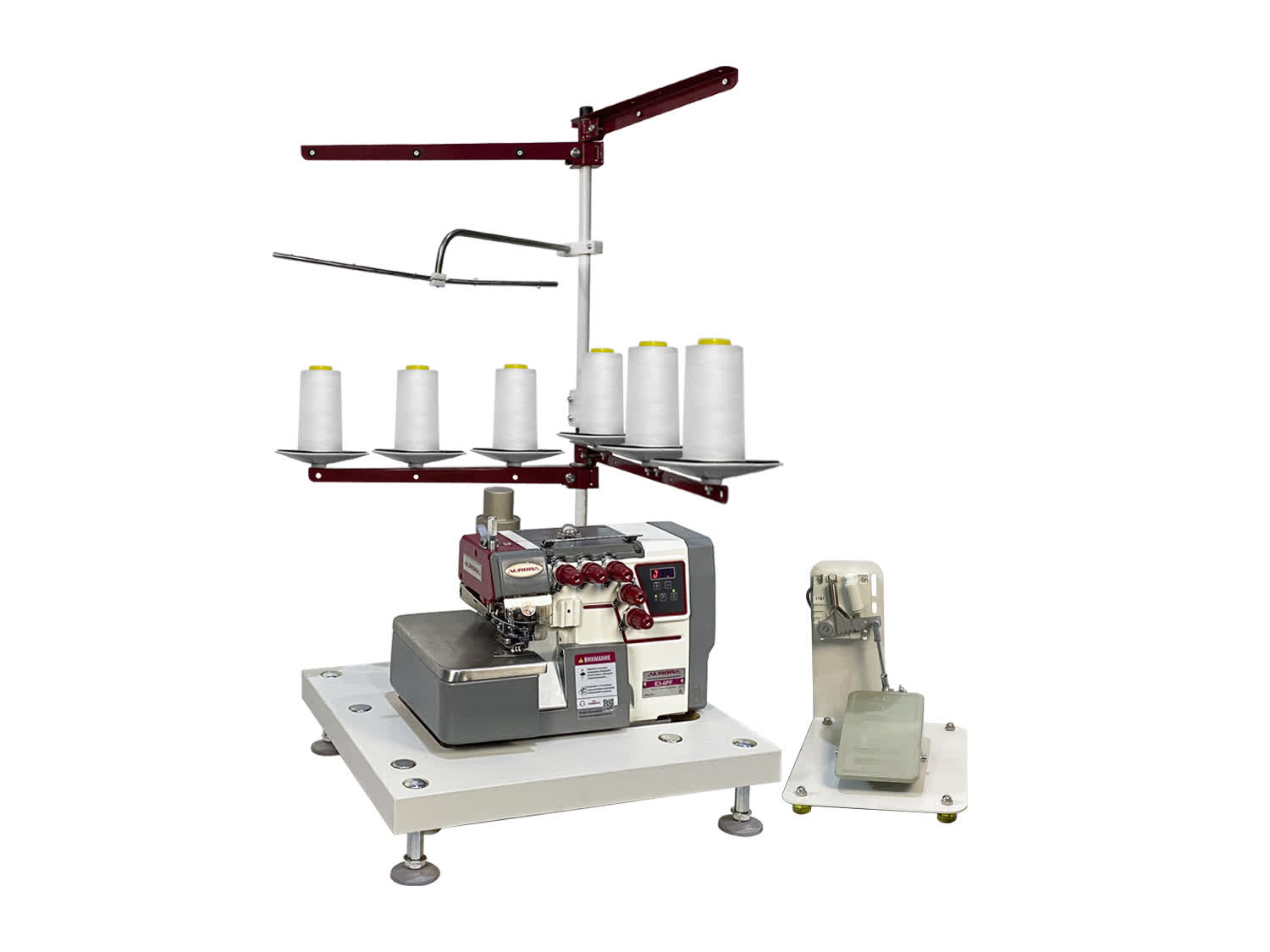 Настольный промышленный 6-ти ниточный оверлок с автоматическим подъемом лапки Aurora E3-6PF Home для легких и средних материалов (прямой привод)