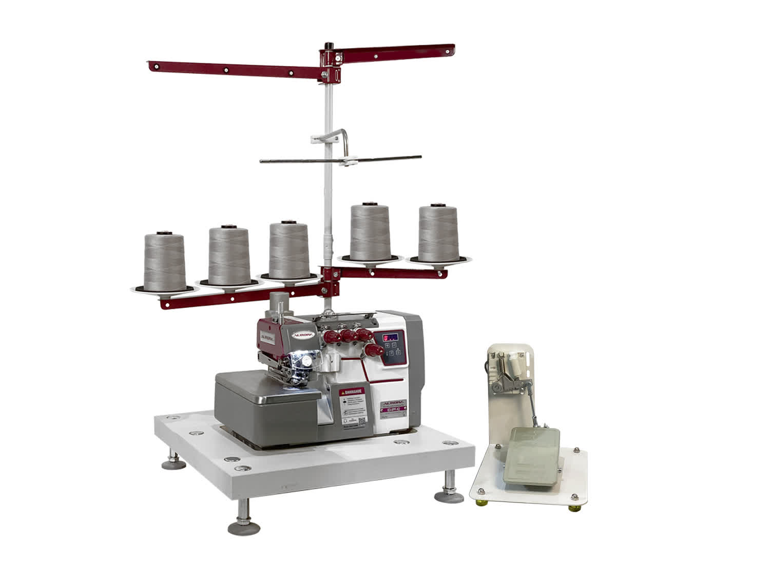 Настольный промышленный 5-ти ниточный оверлок с автоматическим подъемом лапки Aurora E3-5PF-X2 Home для средних и тяжелых материалов (прямой привод)