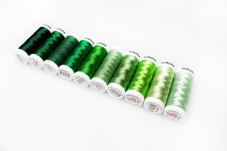Набор ниток для креативных работ Aurora Зелень, 10 катушек