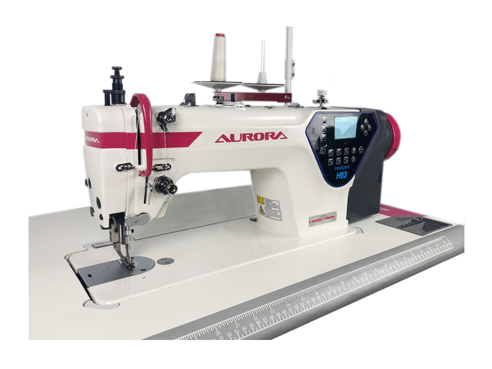 Прямострочная промышленная швейная машина с шагающей лапкой AURORA H63-L (автоматические функции, дизайнерские строчки)