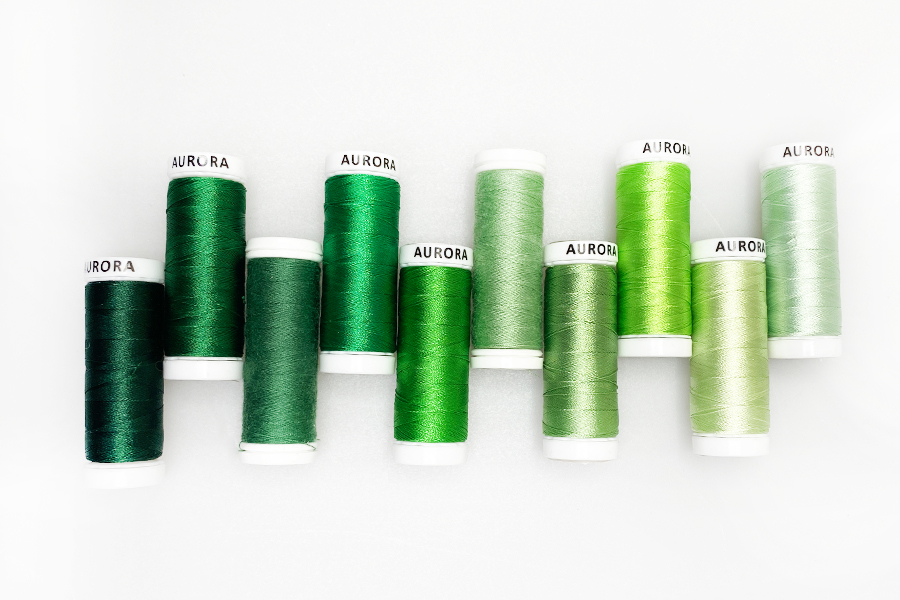 Набор ниток для креативных работ Aurora Зелень, 10 катушек