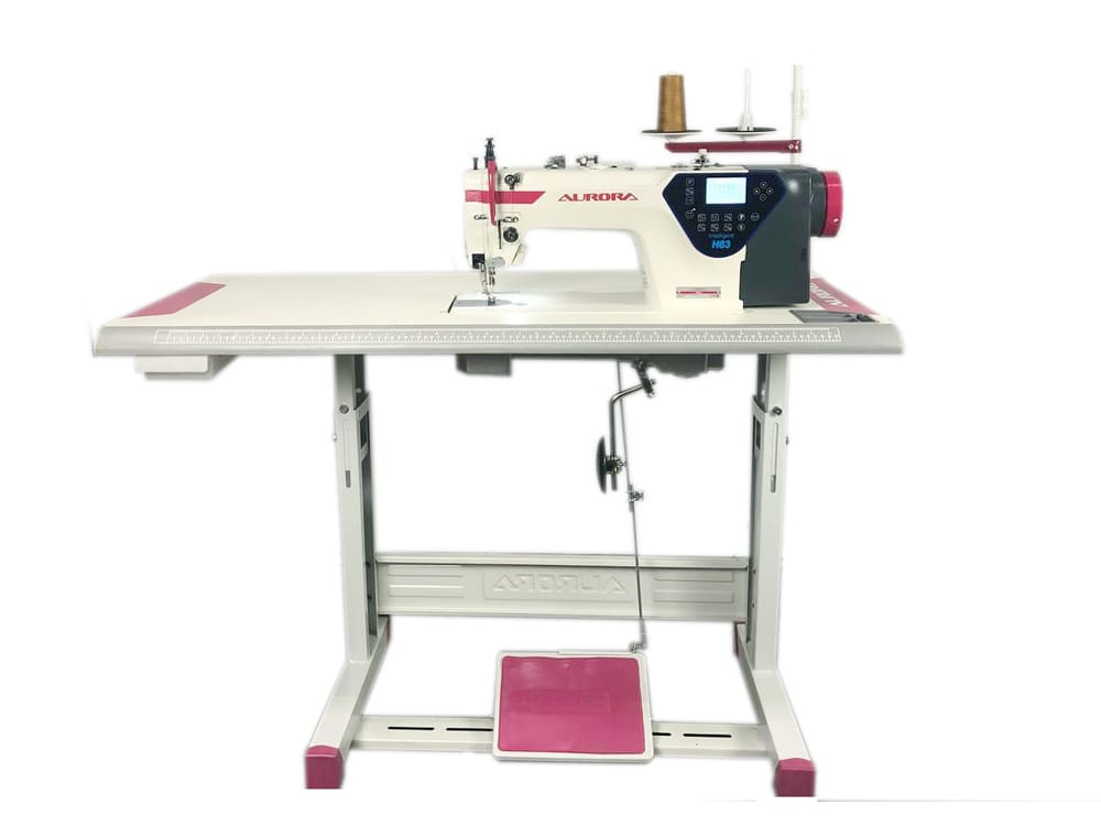 Прямострочная промышленная швейная машина с шагающей лапкой AURORA H63-L (автоматические функции, дизайнерские строчки)