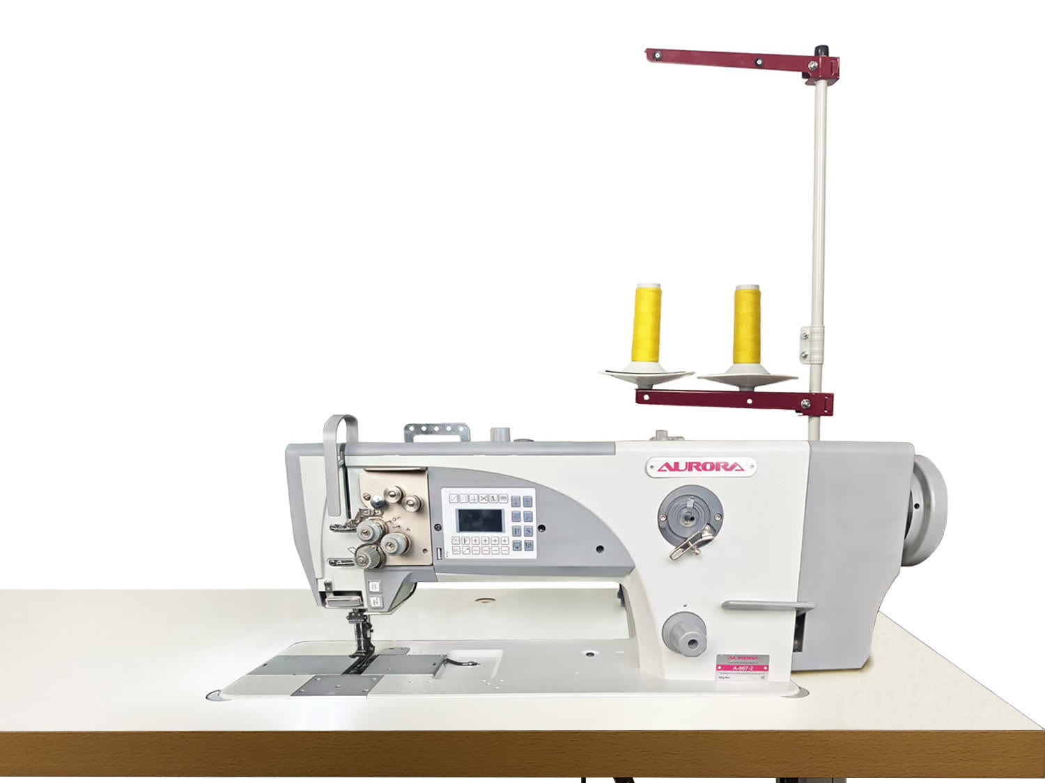 Двухигольная промышленная швейная машина с тройным продвижением Aurora A-867-2 (автоматические функции, увеличенный челнок, вылет рукава 320 мм)