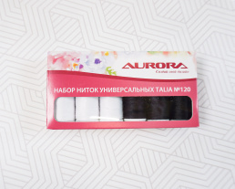 Набор ниток универсальных Aurora Talia №120 Черные и белые