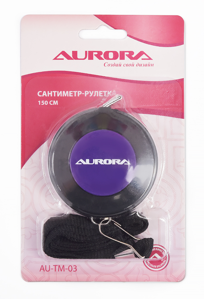 Сантиметр-рулетка 1,5м Aurora (черный цвет)