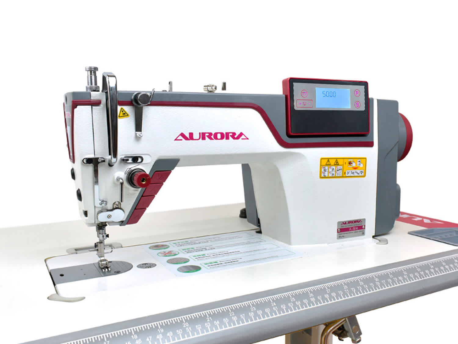 Прямострочная промышленная швейная машина Aurora A-8H (Дизайнерские строчки, два подвижных ножа, закрытая смазка)