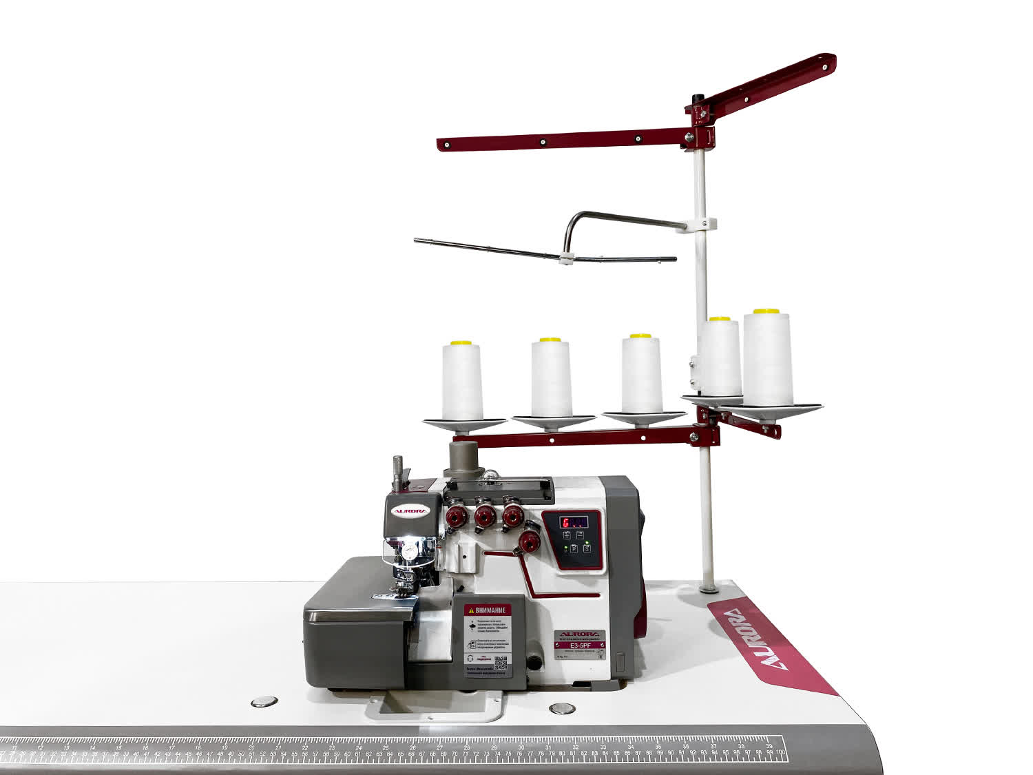 Промышленный 5-ти ниточный оверлок с автоматическим подъемом лапки Aurora E3-5PF для легких и средних материалов (прямой привод)