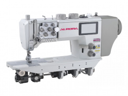 Двухигольная промышленная швейная машина с тройным продвижением Aurora А-8867-2D3 (автоматические функции, увеличенный челнок, вылет рукава 320 мм)