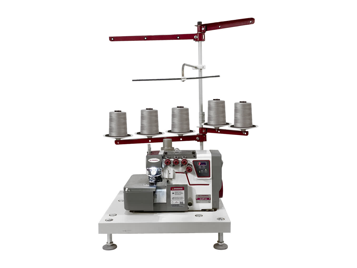 Настольный промышленный 5-ти ниточный оверлок с автоматическим подъемом лапки Aurora E3-5PF-X2 Home для средних и тяжелых материалов (прямой привод)