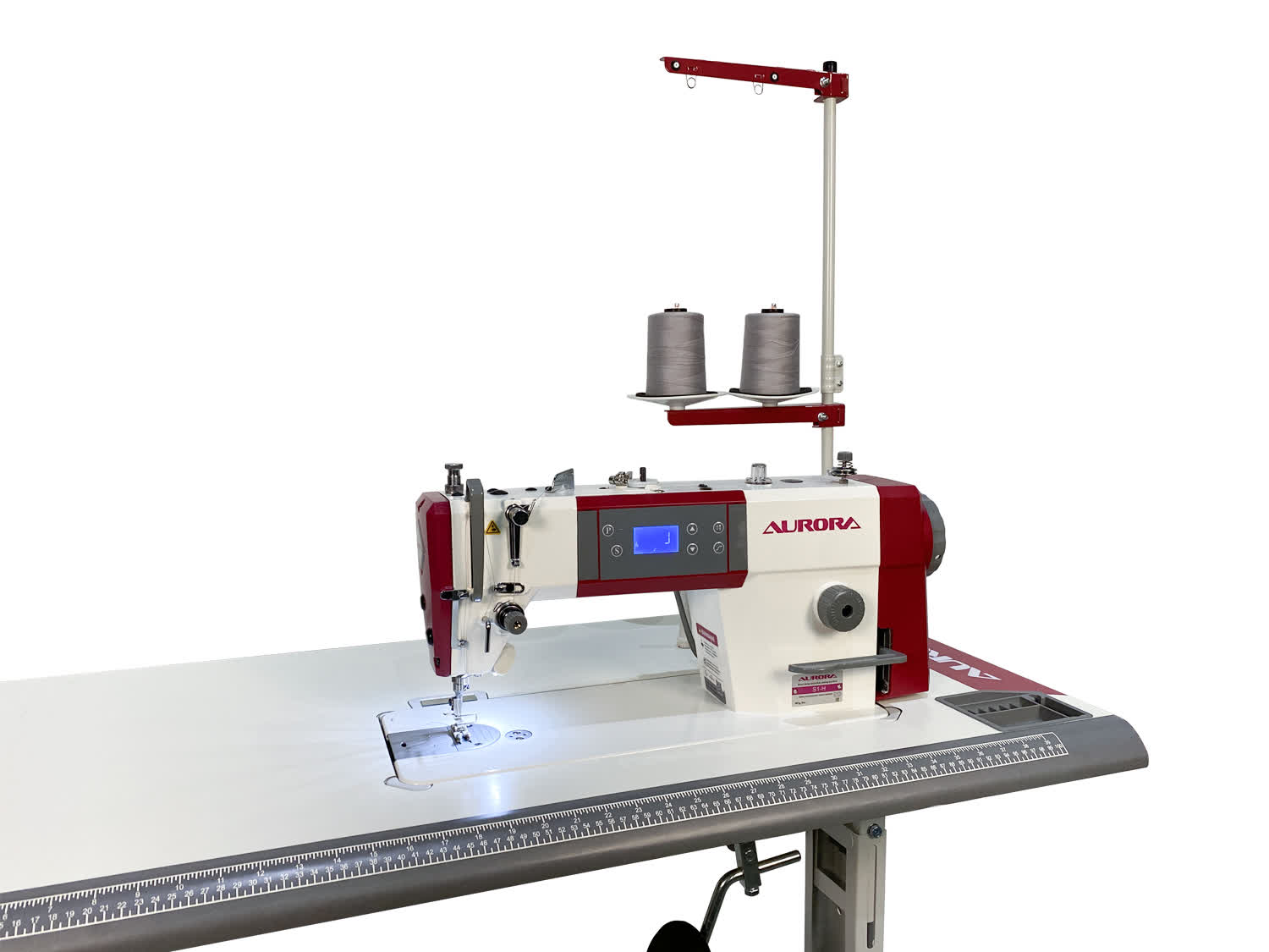 Прямострочная промышленная швейная машина Aurora S1-H для средних и тяжелых материалов (прямой привод, позиционер иглы)