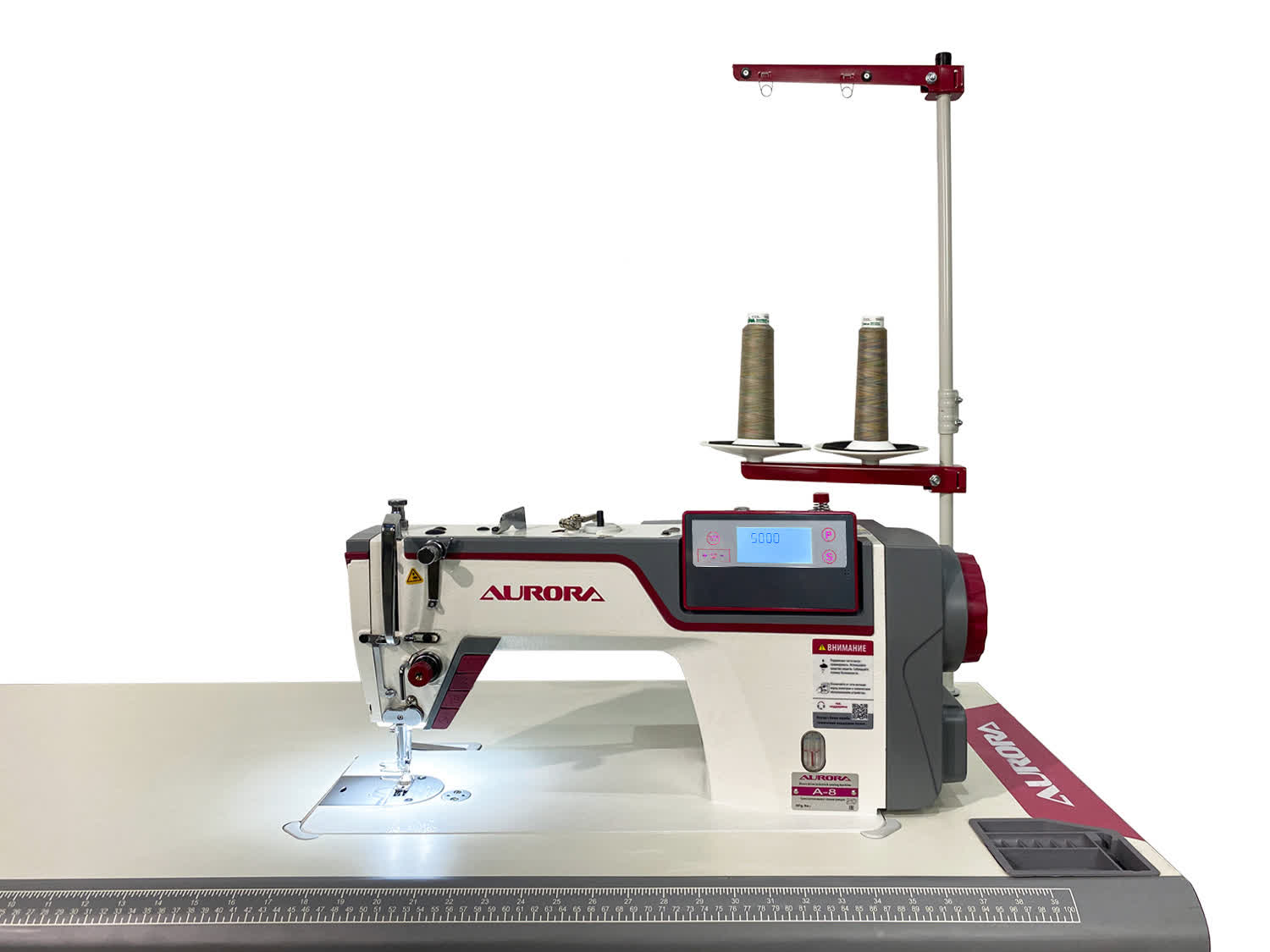 Прямострочная промышленная швейная машина Aurora A-8 (Дизайнерские строчки, два подвижных ножа, закрытая смазка)