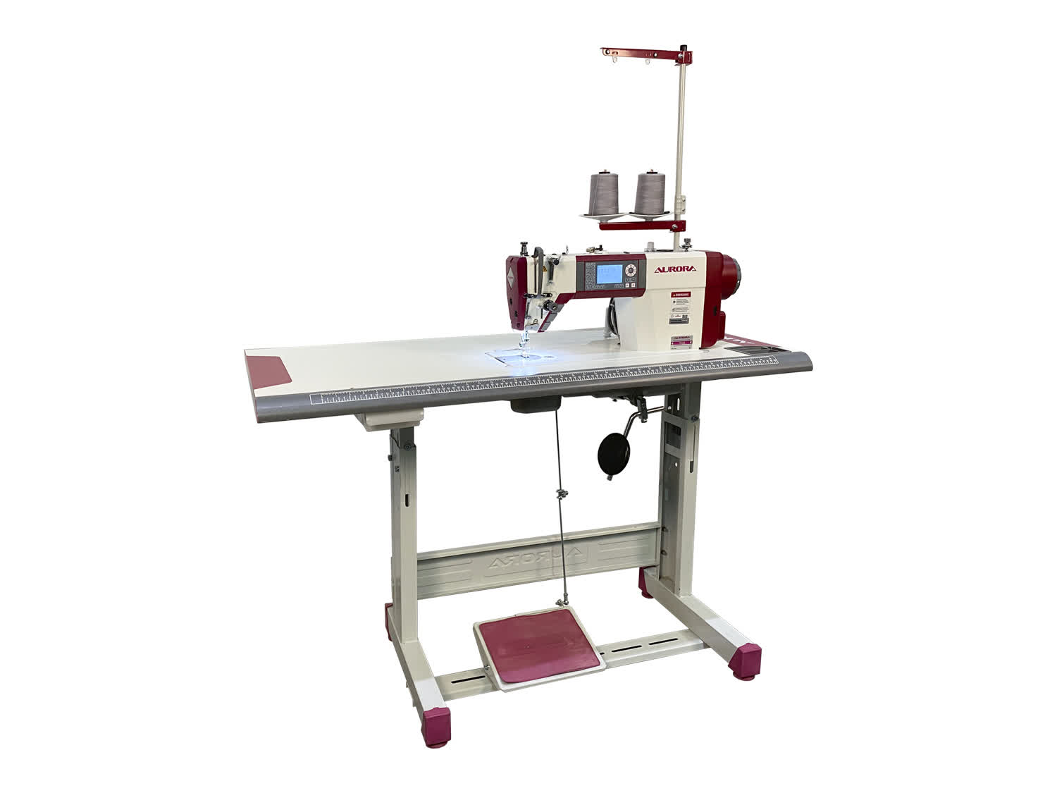 Прямострочная промышленная швейная машина Aurora S5-H для средних и тяжелых материалов (дизайнерские строчки, прямой привод, позиционер иглы, обрезка и закрепка нити)