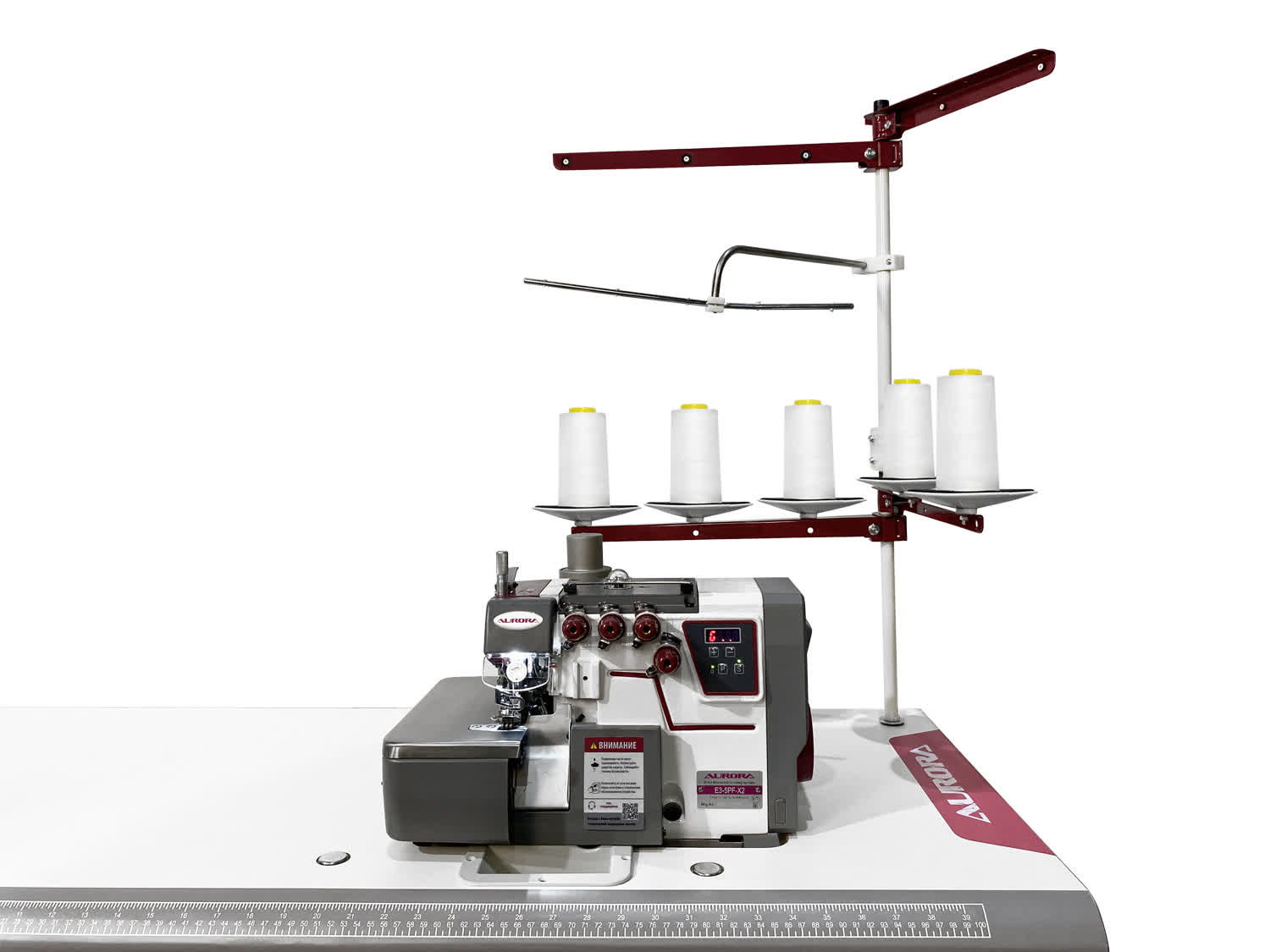 Промышленный 5-ти ниточный оверлок с автоматическим подъемом лапки Aurora E3-5PF-X2 для средних и тяжелых материалов (прямой привод) Промышленный 5-ти ниточный оверлок с автоматическим подъемом лапки Aurora E3-5PF-X2 для средних и тяжелых материалов (прямой привод)
