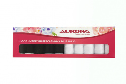 Набор ниток универсальных Aurora Talia №120 Черные и белые