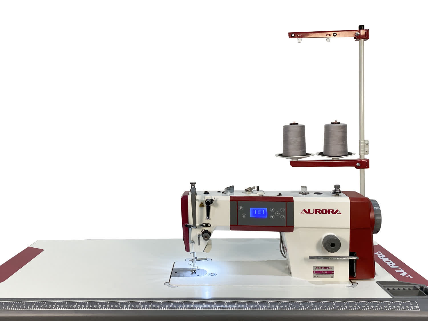 Прямострочная промышленная швейная машина Aurora S2-H для средних и тяжелых материалов (прямой привод, позиционер иглы, обрезка нити)