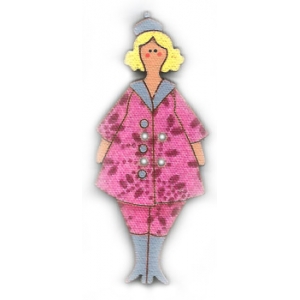Декоративные пуговицы (девочка в розовом пальто)