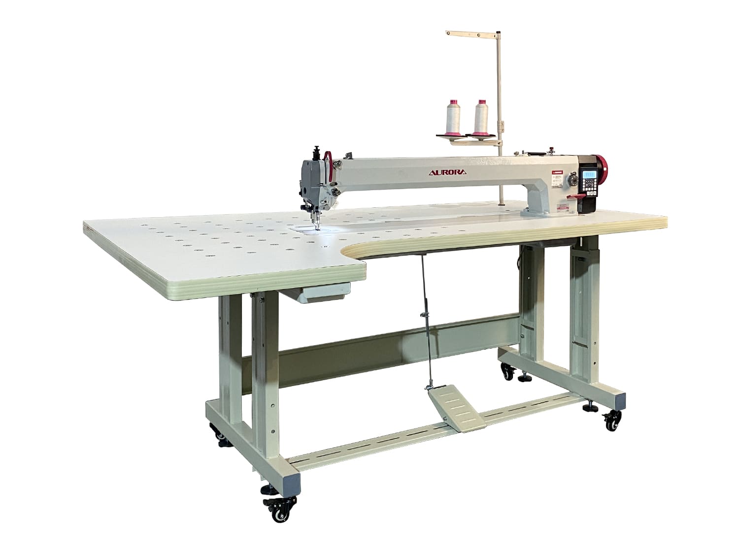 Промышленная длиннорукавная швейная машина с шагающей лапкой и увеличенным вылетом рукава Aurora A-0302-850 (автоматические функции)