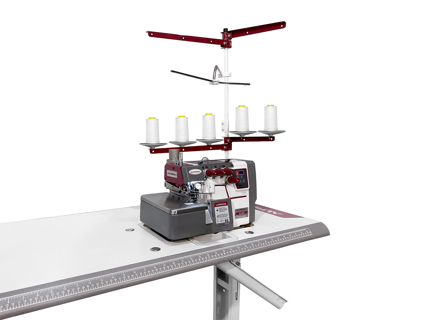 Промышленный 5-ти ниточный оверлок с автоматическим подъемом лапки Aurora E3-5PF для легких и средних материалов (прямой привод)